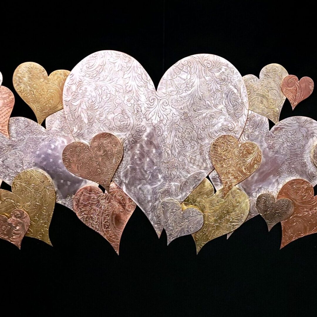 Silver-Plated Heart Cloud #1582 Vintage Upcycled Large Copper Brass Wall Art Sculpture