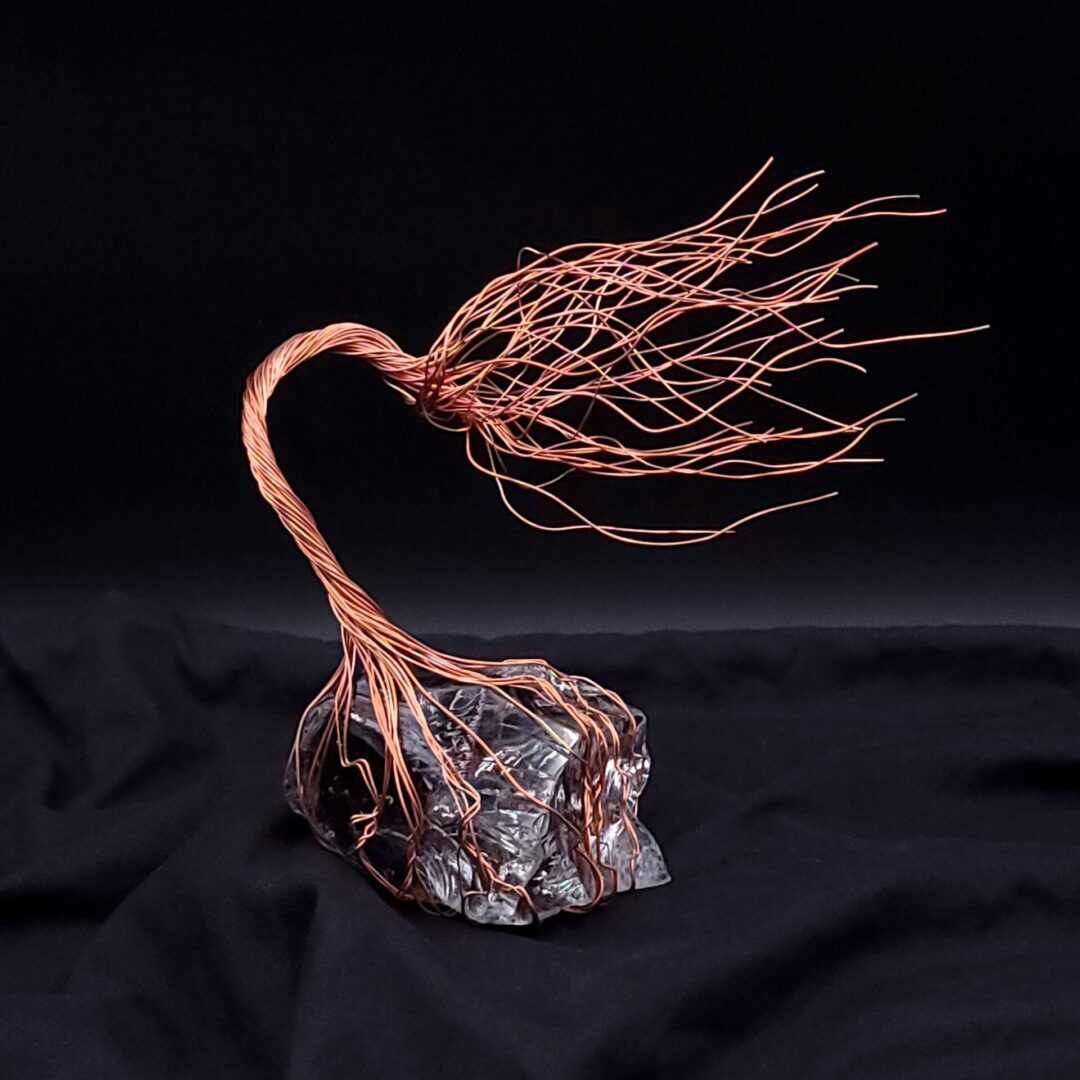 Purple Mixed Glass Copper Wire Spirit Tree #2012