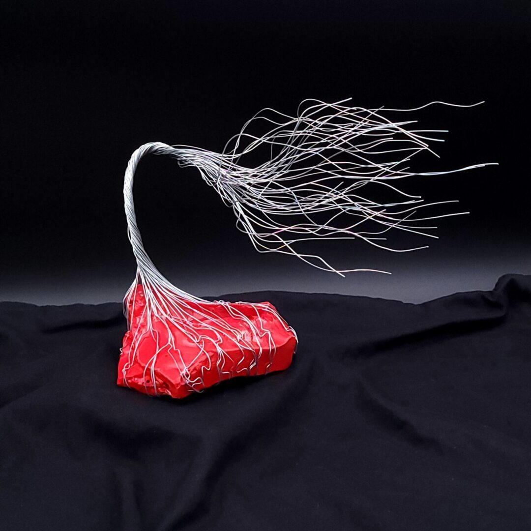 Rare Red Glass Silver Wire Spirit Tree #2022