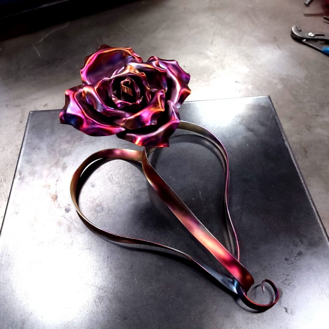 Ribbon of Love Copper Heart Rose Flame