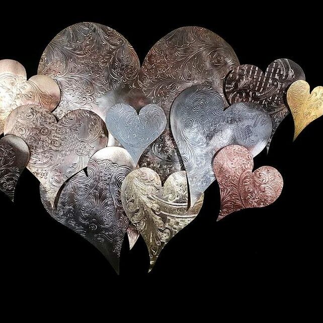 Silver-Plated Heart Cloud Vintage Upcycled Large Wall Art Sculpture