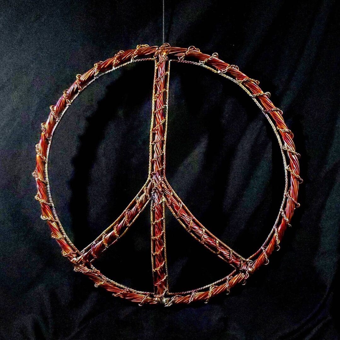 Peace Sign Hippie Decor Copper Wall Art Sculpture Flame