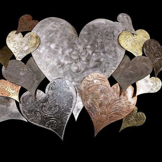 Silver-Plated Heart Cloud #1574 Vintage Upcycled Wall Art Sculpture