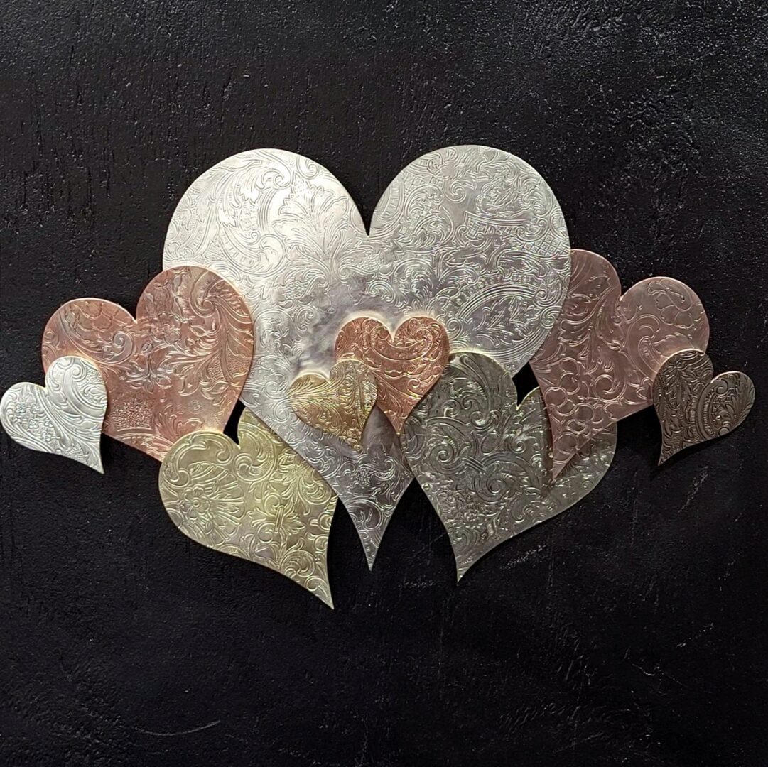 Heart Cloud #1570 Vintage Silver-Plated Copper Brass Wall Art Sculpture